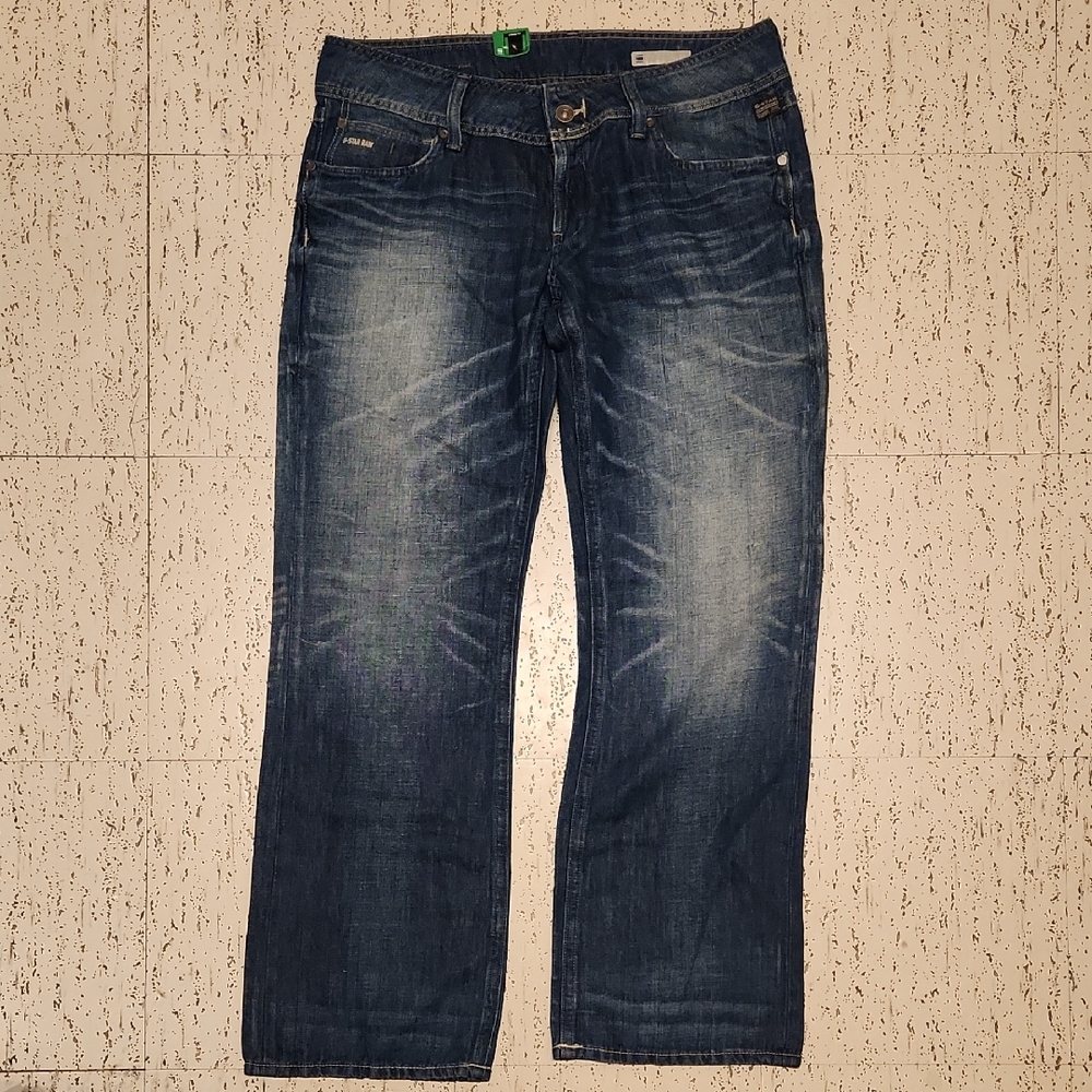 G-Star Raw Dark Blue Wash Ford Loose Fo Womens Straight Leg Baggy Jeans NWT